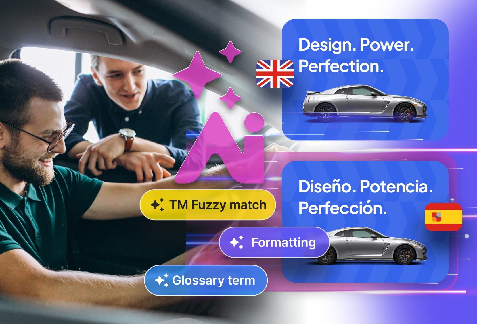 illustration of Driving innovation and user experience with AI-powered localization from Phrase