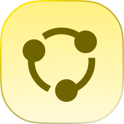 Symbol einer Lupe über zwei überlappenden Kreisen, die gemeinsame Entdeckung und kollaborative Erkundung darstellen.