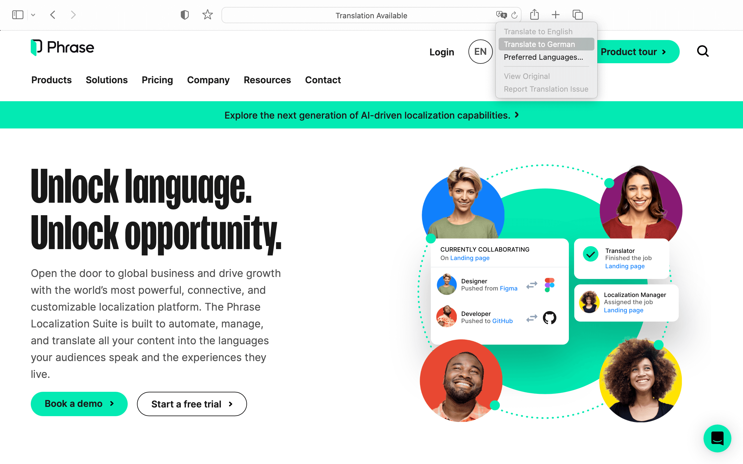 Traducir una página web en Safari | Phrase